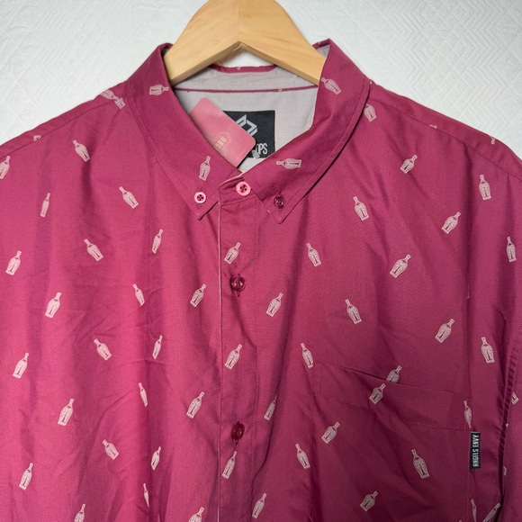 NEW Pattern OPS Angels Envy Short Sleeve Button Up Shirt Ruby Red Men’s 3XL - Picture 5 of 6